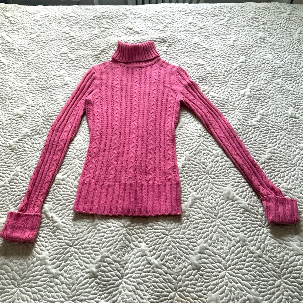Express Y2K Glittery Pink Turtleneck Small